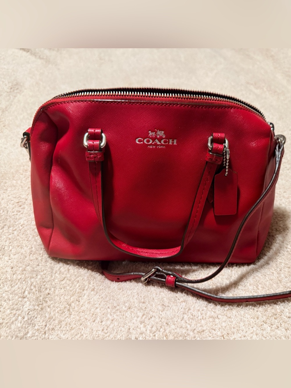 Coach Red Leather Crossbody Tote